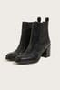 Monsoon Black Classic Leather Heeled Brogue Boots