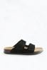 Black Easy Fastening Double Strap Sandals