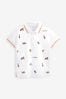White Safari Embroidered Pique Jersey Polo Shirt (3mths-7yrs)