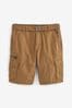 Tan Brown Belted Cargo Shorts