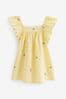 Zitronengelb - Gerüschtes Kleid mit Stickerei (3 Monate bis 8 Jahre)