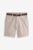 Stone Belted Chino Shorts with Stretch