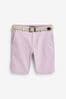 Pink Belted Chino Shorts with Stretch