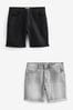 Black/Light Grey 2 Pack Stretch Denim Shorts