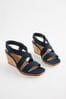 Navy Blue Extra Wide Fit Forever Comfort® Elastic Strap Wedges