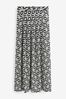 Black/White Geo Pleat Front Detail Maxi Skirt, Regular