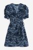 Bleu Lee Jeans coupe droite Short Sleeve V-Neck Wrap Mini Dress, Regular