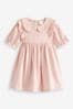 Pink Ditsy Peter Pan Collar Puff Sleeve Cotton Jersey Dress (3mths-7yrs)