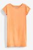 Coral Orange Relaxed Capped Sleeve Tunic Dress, Regular