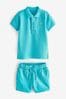 Türkisblau - Kurzärmeliges Polo und Shorts Set (3 Monate bis 7 Jahre)