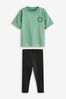 Grün/Schwarz Oversized - Set mit T-Shirt und Leggings (3 Monate bis 7 Jahre)