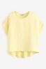 Yellow Short Sleeve Cupro Woven Mix Boxy T-Shirt, Regular