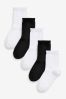 Black/White Black/White 5 Pack Cotton Rich Ankle School Socks