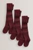 Burgundy Red 3 Pack Cotton Rich School Tights