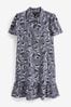 Purple Floral Mini Short Sleeve Shirt Dress, Regular