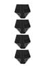 Black Tummy Control Shaping Lace Back Bikinis 4 Pack
