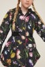 Baker by Ted Baker Shower Resistant Black Floral Rain Mac