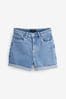Leuchtend blau - Comfort Mom-Shorts aus Stretch-Denim