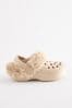 Neutral Beige Warm Lined Clog Slippers