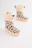 Cream Animal Print Thermal Thinsulate™ Lined Cuff Wellies