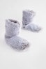 Grey Faux Fur Boot Slippers