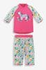 JoJo Maman Bébé Pink Safari UPF 50 2-Piece Sun Protection Suit