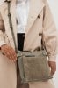 Taupe Brown Leather Pocket Messenger Bag