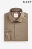 Neutral Brown Regular Fit Easy Care Textured Shirt
