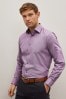 Damson Pink Regular Fit Textured Trimmed Single Cuff Essential Shirt, Regular Fit