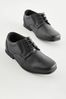 Black Wide Fit (G) School Leather Lace-Up Shoes, Wide Fit (G)