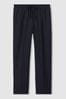 Reiss Navy Hailey Tapered Pull On Trousers