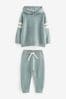 Mineral Blue Knitted Textured blocked Hoodie and Joggers Set (3mths-7yrs)
