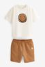 Ecru Smile Face Oversized T-Shirt and Shorts Set (3mths-7yrs)