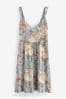 Morris & Co. Rust Orange/Blue Tulip Print Summer Cami Mini Dress, Regular