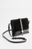 Black Leather Tab Detail Cross-Body Bag