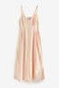 Pink/Orange Stripe Strappy Waisted 100% Cotton Midi Dress