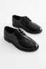 Black Patent School Lace-Up Brogue Detail Shoes