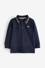 Navy Blue Tipped Long Sleeve Polo pour Shirt (3mths-7yrs)
