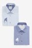 Blue/Blue Stripe Regular Fit Single Cuff Trimmed Shirts 2 Pack, Regular Fit Single Cuff