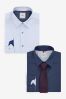 Blue Geometric Slim Fit Shirt And Tie Set 2 Pack