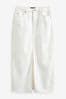 White Denim Split Midi Skirt