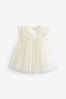 Cream Baby Occasion Embroidered Sparkle Mesh Dress (0mths-2yrs)