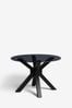 Black Oak Effect Oslo Solid Oak & Glass Bar Round 4 Seater Dining Table