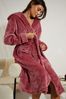 Threadbare Pink Faux Fur Trim Dressing Gown