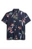 Superdry Dark Blue Short Sleeve Hawaiian Printed Shirt