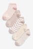 Oatmeal Cream/White Stripe Trainer Socks 5 Pack