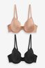 Black/Nude Light Pad Full Cup Smoothing T-Shirt Bras 2 Pack