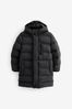 Black Fleece Lined Longline Puffer Coat (3-17yrs)