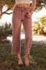 Rose Pink Cropped Wide Leg Jeans