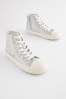 Silver Sparkle Standard Fit (F) Lace-Up High Top Trainers